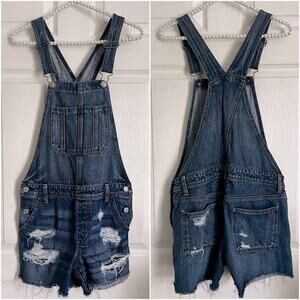 American Eagle Women’s Tomgirl Shortall Denim Blue Overalls Size XS Overalls